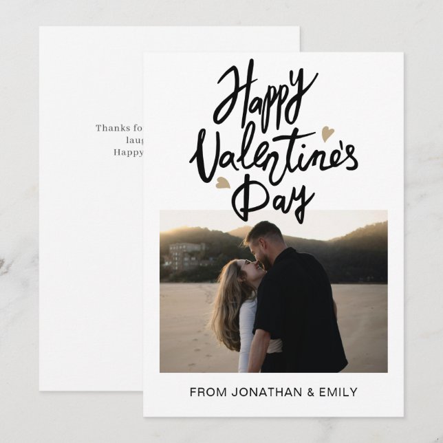 Tarjeta Festiva Elegant Hearts Happy Valentine's Day 1 Photo (Anverso / Reverso)