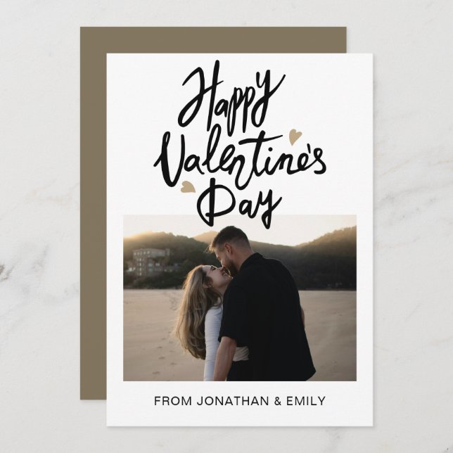 Tarjeta Festiva Elegant Hearts Happy Valentine's Day 1 Photo (Anverso / Reverso)