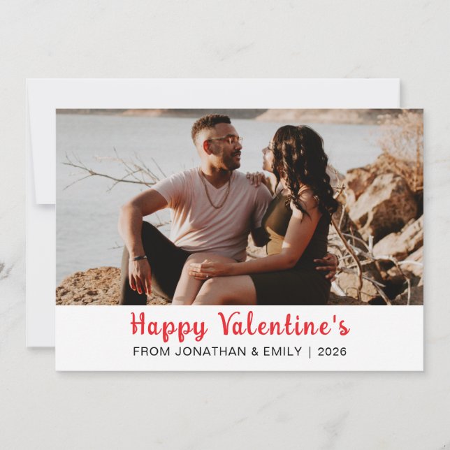 Tarjeta Festiva Elegant Hearts Happy Valentine's Day 1 Photo (Anverso)