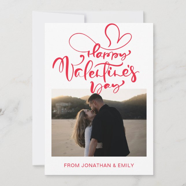 Tarjeta Festiva Elegant Hearts Happy Valentine's Day 1 Photo (Anverso)