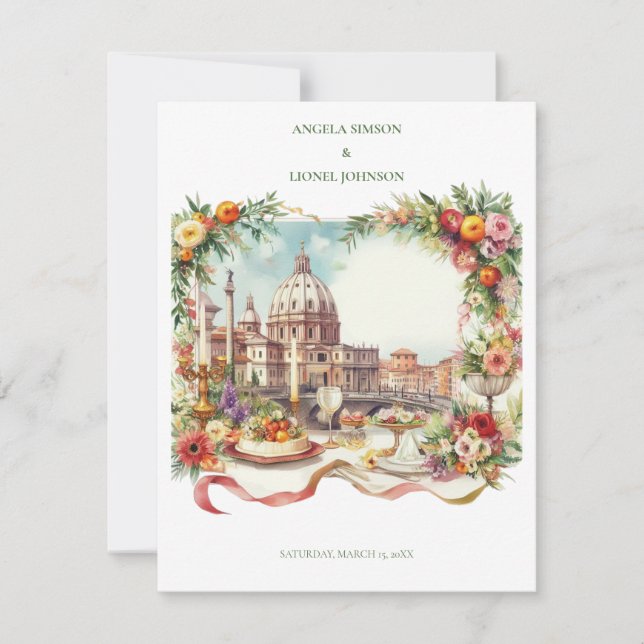 Tarjeta Festiva Elegant Invitation to dinner in Florence Italy (Anverso)