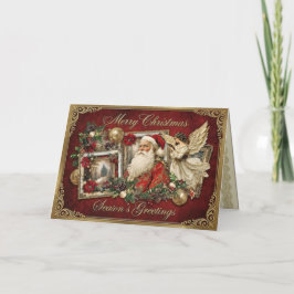Tarjeta Festiva Elegant Ivory and Red Victorian Christmas Collage