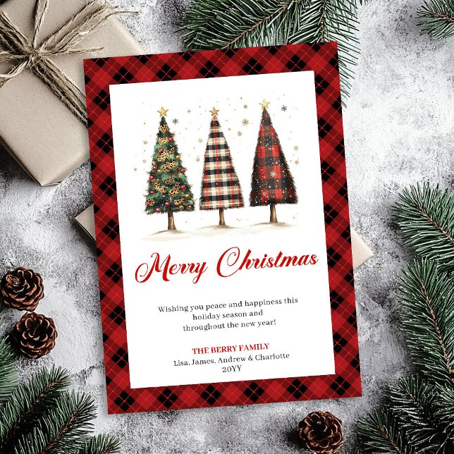 Tarjeta Festiva Elegant Leopard Christmas Tree Digital Holiday  (Elegant Leopard Christmas Tree Digital Holiday Card)