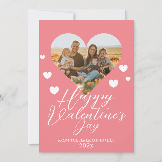Tarjeta Festiva Elegant Love Happy Valentine Day Family Photo (Anverso)