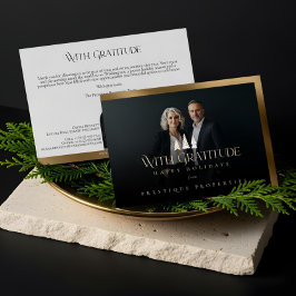 Tarjeta Festiva Elegant Luxury Real Estate Modern Gold Black Happy