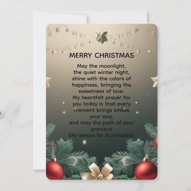 Tarjeta Festiva Elegant merry Christmas Border with Red Ornaments  (Anverso)