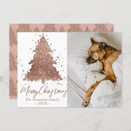 Tarjeta Festiva Elegant Merry Christmas | Glam Rose Gold Luxurious