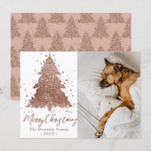 Tarjeta Festiva Elegant Merry Christmas   Glam Rose Gold Luxurious