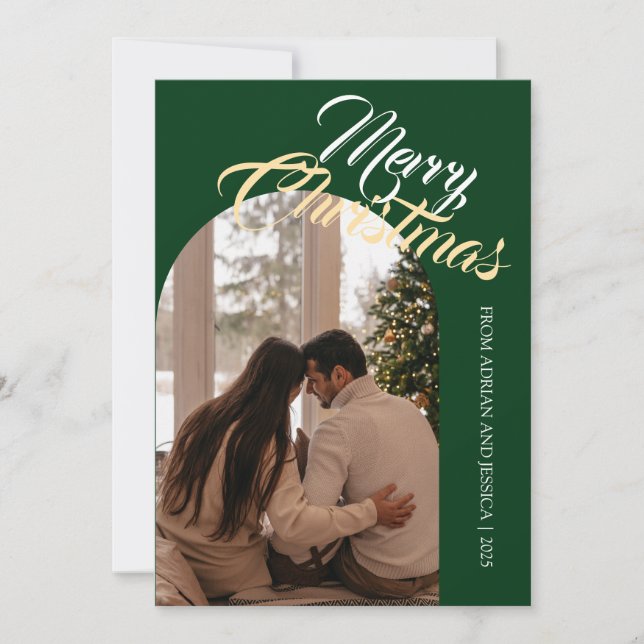 Tarjeta Festiva Elegant Minimal Christmas | Modern Family 1 Photo (Anverso)