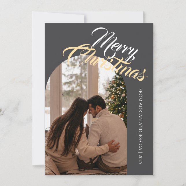 Tarjeta Festiva Elegant Minimal Christmas | Modern Family 1 Photo (Anverso)