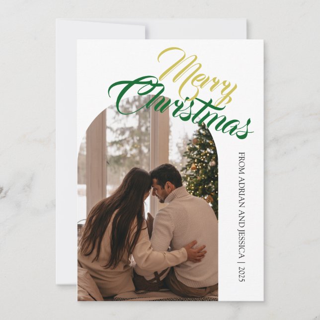 Tarjeta Festiva Elegant Minimal Christmas | Modern Family 1 Photo (Anverso)