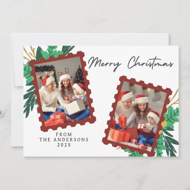 Tarjeta Festiva Elegant Minimal Christmas | Modern Family Photo (Anverso)