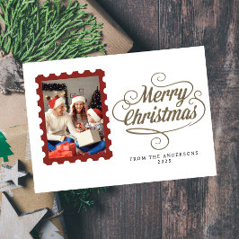 Tarjeta Festiva Elegant Minimal Christmas | Modern Family Photo