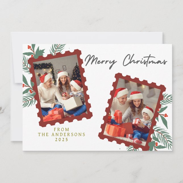Tarjeta Festiva Elegant Minimal Christmas | Modern Family Photo (Anverso)