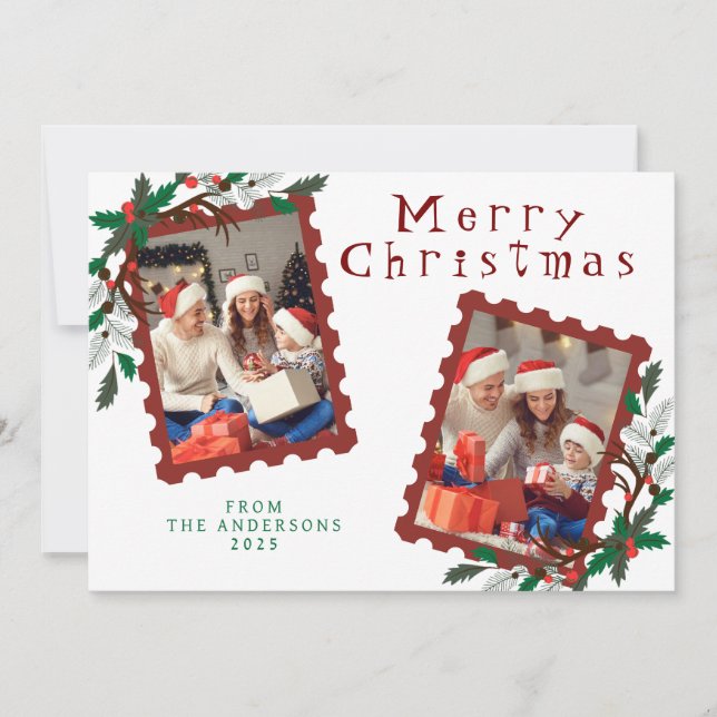 Tarjeta Festiva Elegant Minimal Christmas | Modern Family Photo (Anverso)