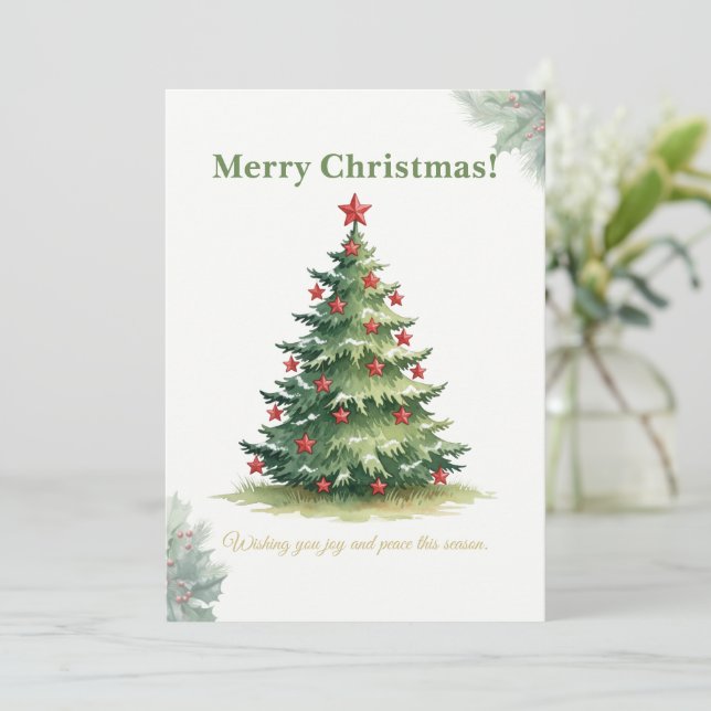 Tarjeta Festiva Elegant Minimal Christmas Tree Card (Anverso de pie)
