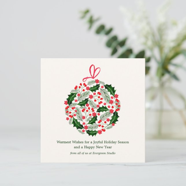 Tarjeta Festiva Elegant Minimalist Botanical Christmas Corporate  (Anverso de pie)
