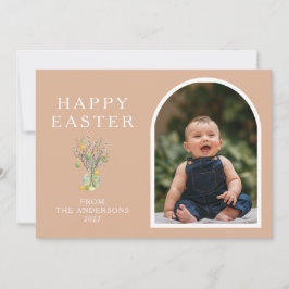 Tarjeta Festiva Elegant Minimalist Easter Egg Branch Photo