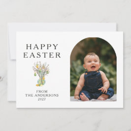Tarjeta Festiva Elegant Minimalist Easter Egg Branch Photo