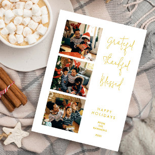 Tarjeta Festiva Elegant Minimalist Gold Script 3 Multi Photos