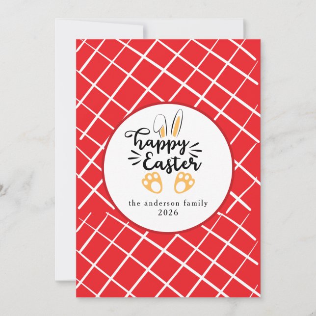 Tarjeta Festiva Elegant Modern Bunny Patterns Happy Easter Photo (Anverso)