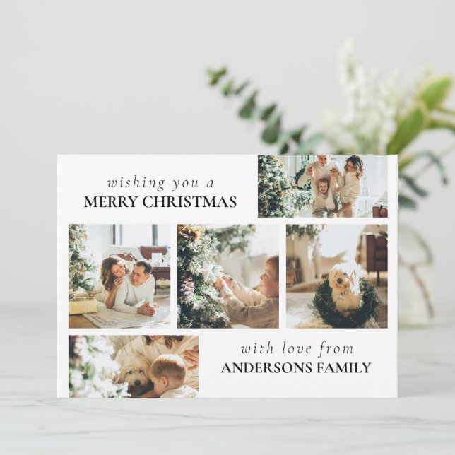 Tarjeta Festiva Elegant Modern Family Photo Collage Christmas Card (Anverso de pie)
