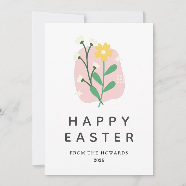 Tarjeta Festiva Elegant Modern Floral Easter | Happy Easter Photo (Anverso)