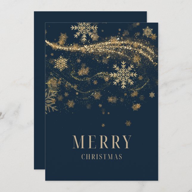 Tarjeta Festiva Elegant Modern Gold Glitter Chic Christmas (Anverso / Reverso)