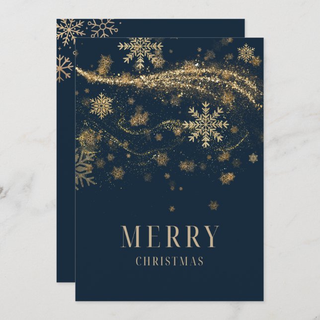 Tarjeta Festiva Elegant Modern Gold Glitter Chic Christmas (Anverso / Reverso)