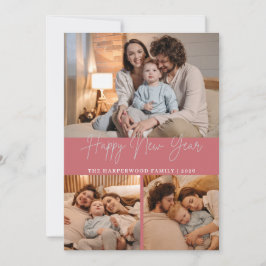 Tarjeta Festiva Elegant Modern Happy New Year Black 3 Collage