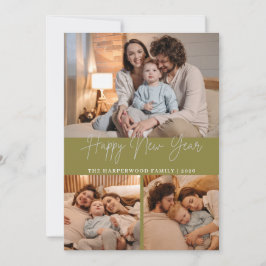 Tarjeta Festiva Elegant Modern Happy New Year Black 3 Collage