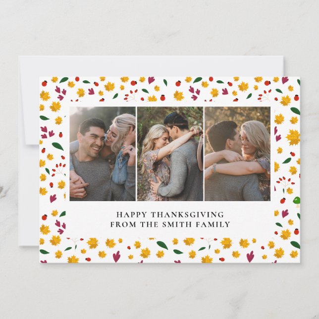 Tarjeta Festiva Elegant Modern Happy Thanksgiving Autumn 3 Photo (Anverso)