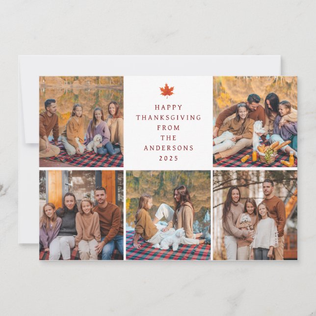 Tarjeta Festiva Elegant Modern Happy Thanksgiving Autumn 5 Photo (Anverso)