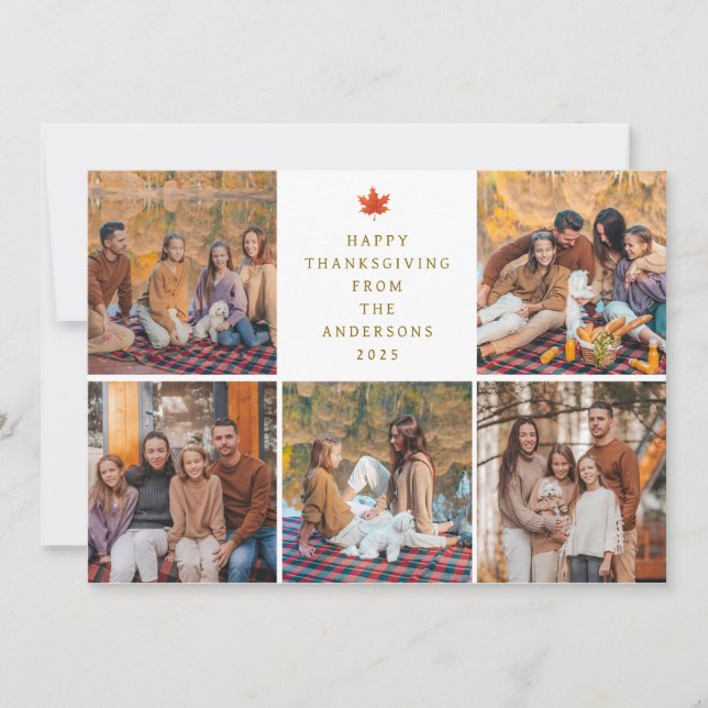 Tarjeta Festiva Elegant Modern Happy Thanksgiving Autumn 5 Photo (Anverso)