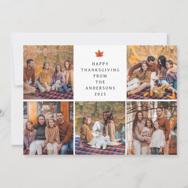 Tarjeta Festiva Elegant Modern Happy Thanksgiving Autumn 5 Photo (Anverso)
