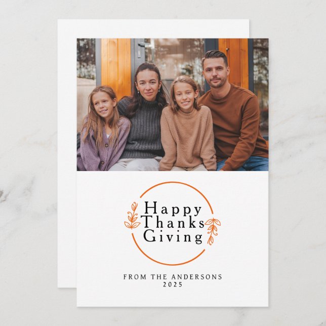 Tarjeta Festiva Elegant Modern Happy Thanksgiving Autumn Photo (Anverso / Reverso)