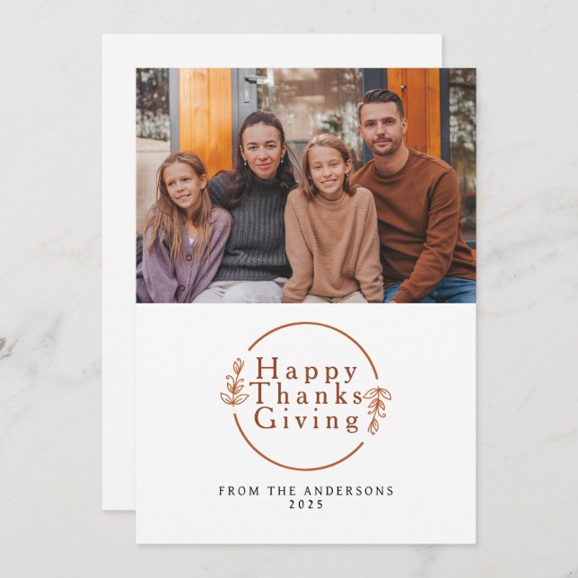 Tarjeta Festiva Elegant Modern Happy Thanksgiving Autumn Photo (Anverso / Reverso)