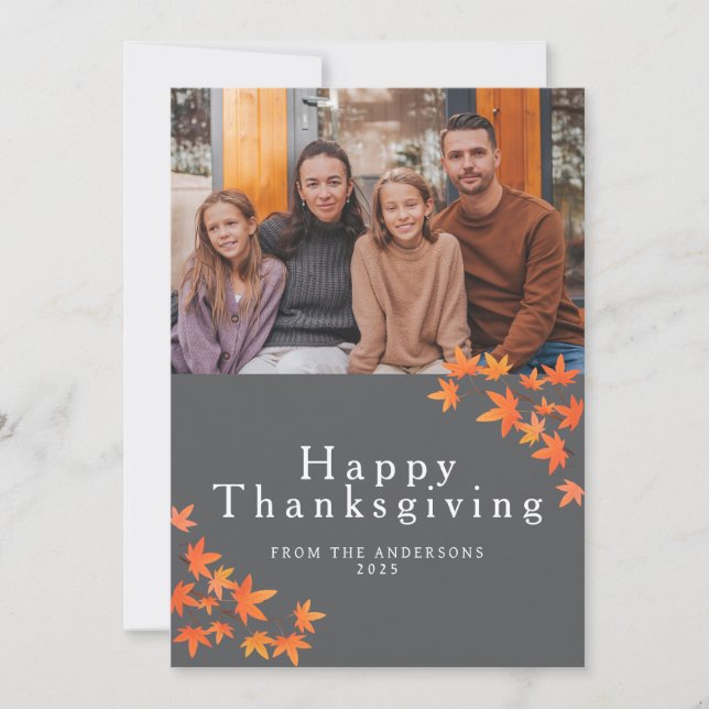 Tarjeta Festiva Elegant Modern Happy Thanksgiving Autumn Photo (Anverso)
