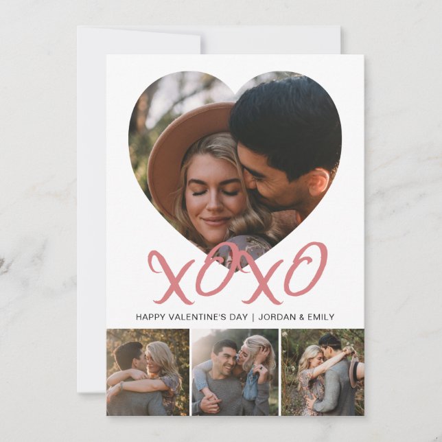 Tarjeta Festiva Elegant Modern Happy Valentine's Day 4 Photo (Anverso)