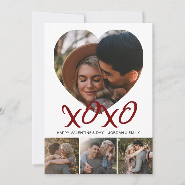 Tarjeta Festiva Elegant Modern Happy Valentine's Day 4 Photo (Anverso)