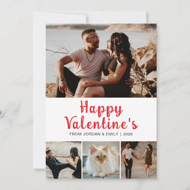Tarjeta Festiva Elegant Modern Happy Valentine's Day 4 Photo (Anverso)