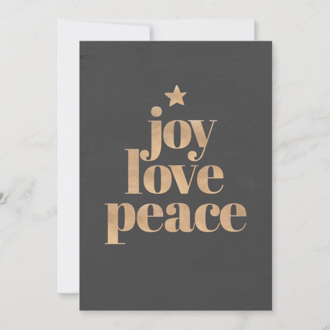 Tarjeta Festiva Elegant Modern Joy, Love & Peace Christmas (Anverso)