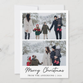 Tarjeta Festiva Elegant Modern Minimal Christmas Family 2 Photo