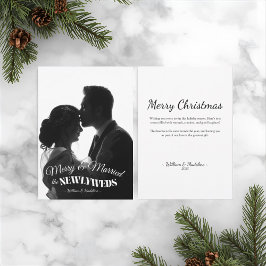 Tarjeta Festiva Elegant Modern Minimalist Black And White Newlywed