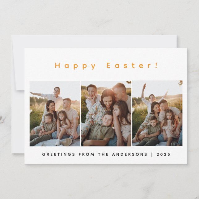 Tarjeta Festiva Elegant Modern Minimalist Happy Easter 3 Photo (Anverso)