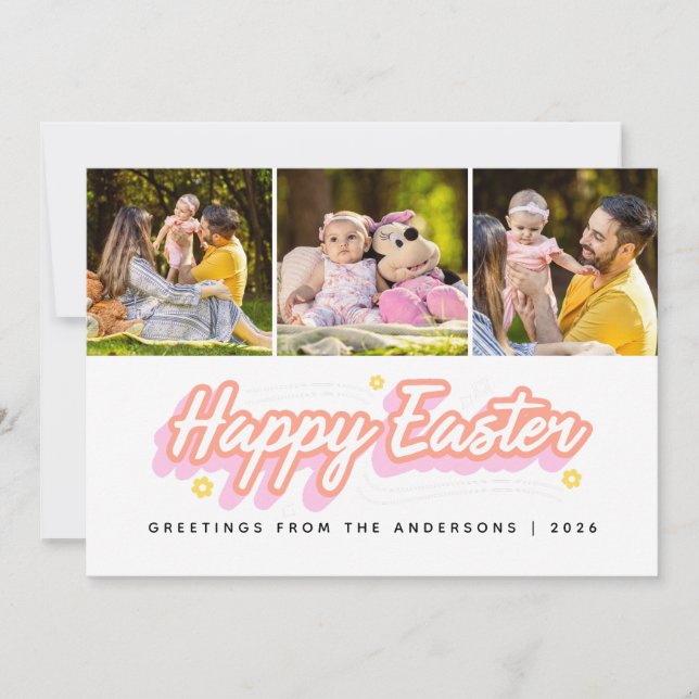 Tarjeta Festiva Elegant Modern Minimalist Happy Easter 3 Photo (Anverso)