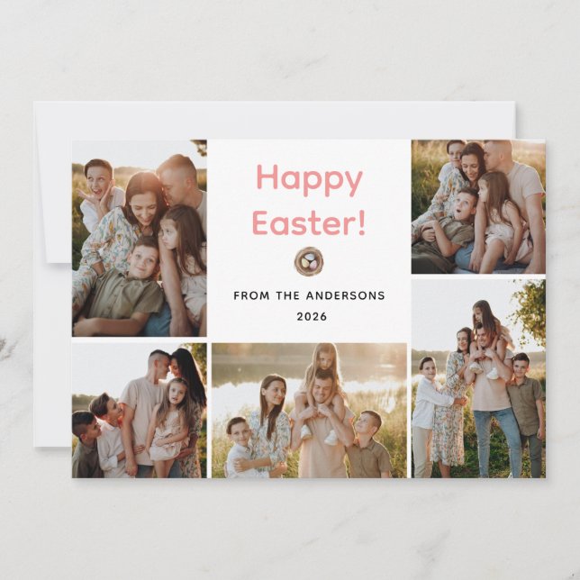 Tarjeta Festiva Elegant Modern Minimalist Happy Easter 5 Photo (Anverso)