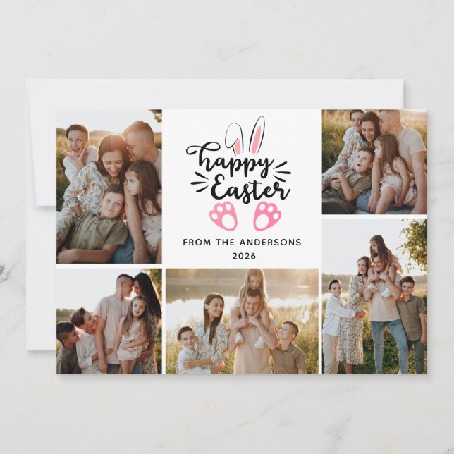 Tarjeta Festiva Elegant Modern Minimalist Happy Easter 5 Photo (Anverso)