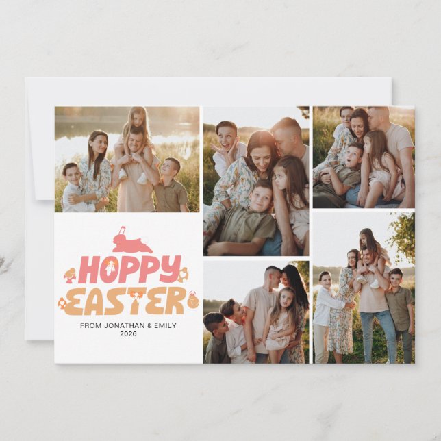 Tarjeta Festiva Elegant Modern Minimalist Happy Easter 5 Photo (Anverso)