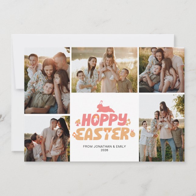 Tarjeta Festiva Elegant Modern Minimalist Happy Easter 5 Photo (Anverso)